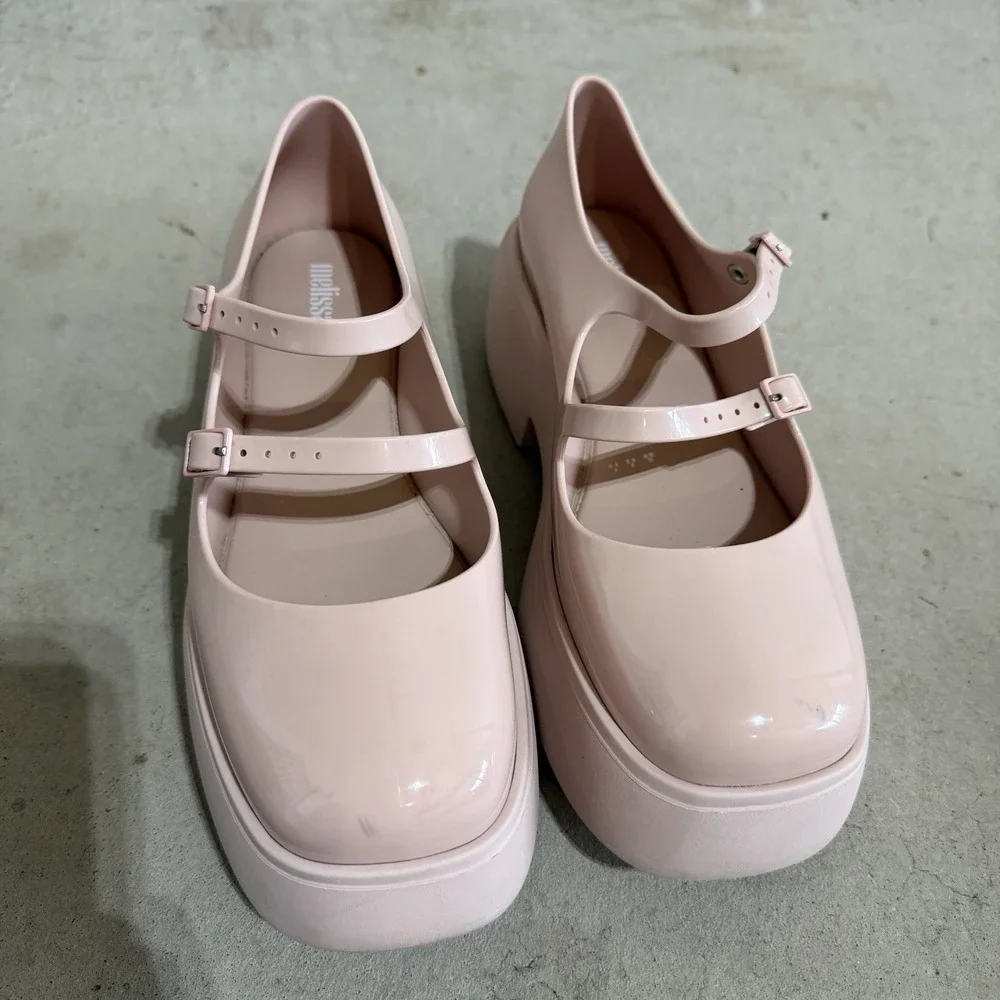 Melissa Farah Pink Platform Mary Jane Double Strap Jelly Shoes Women US 8
